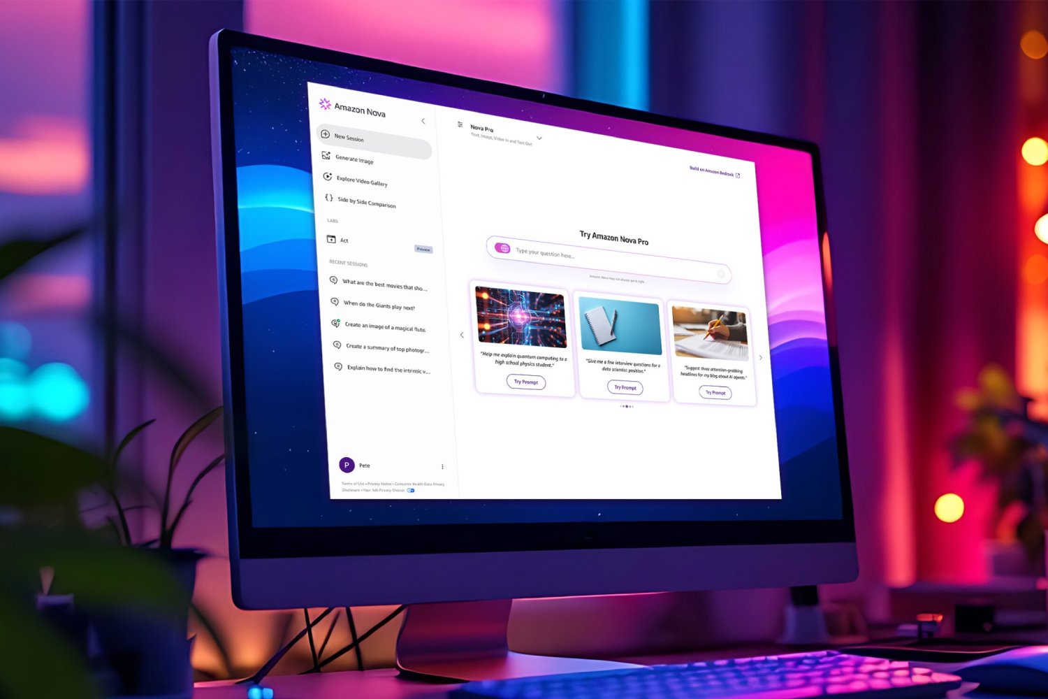 Nova peut contrôler un navigateur Web. ©Amazon