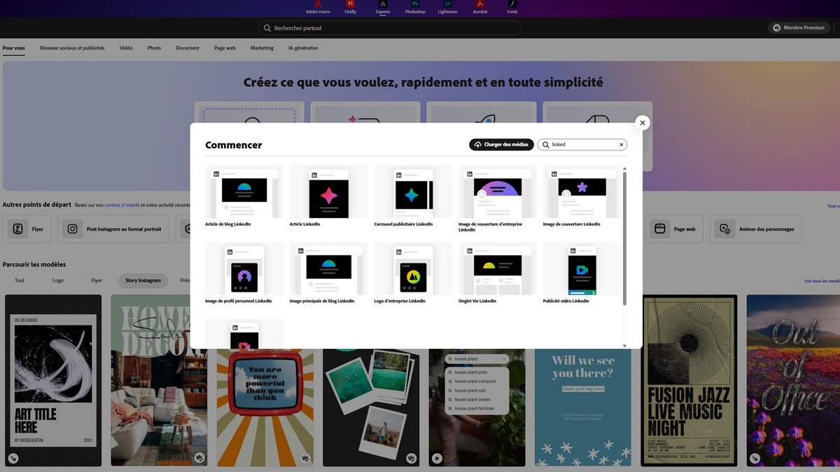 Adobe Express ajoute une touche créative à vos documents en les transformant facilement en contenus visuels percutants ©Clubic