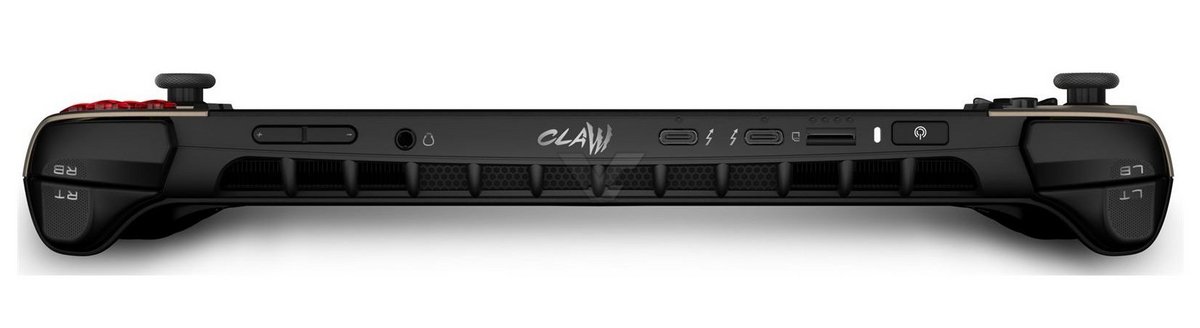 Deux ports Thunderbolt 4 sur la tranche de la Claw 8 AI+ © VideoCardz