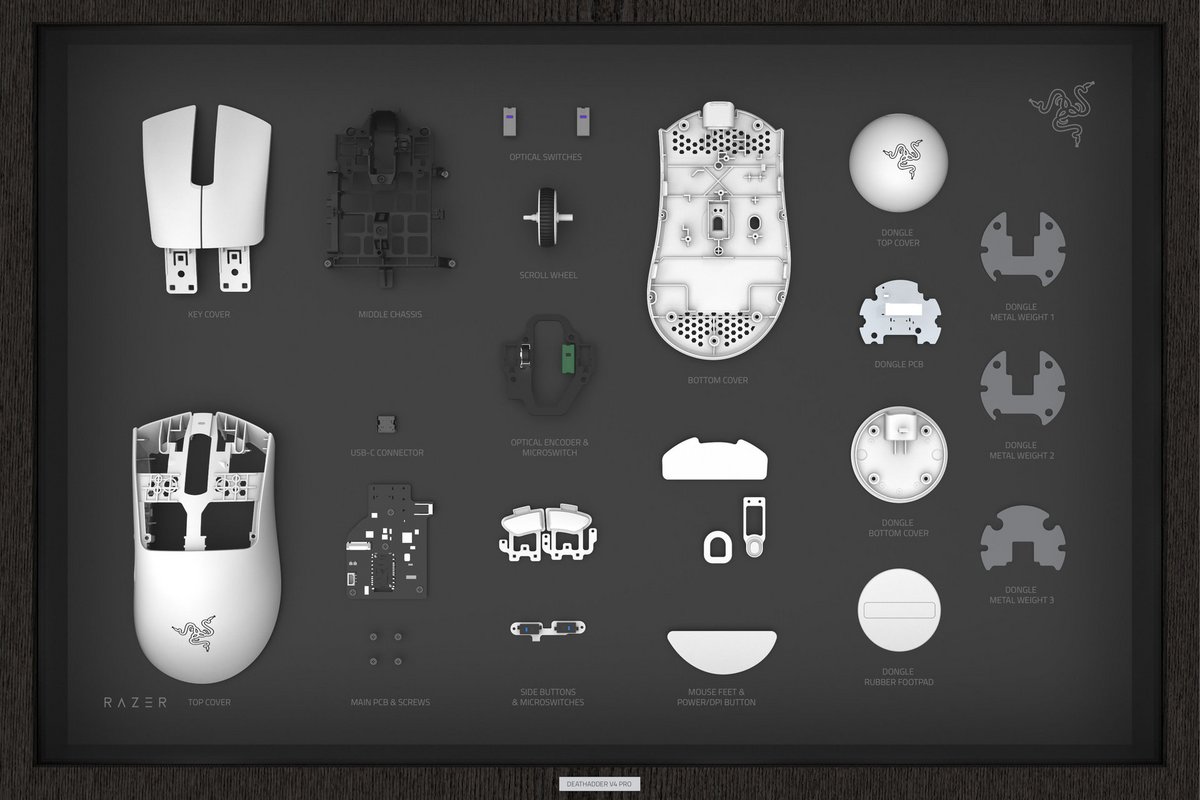 Âme sensible s'abstenir : séance de dissection de la Deathadder V4 Pro. ©Razer