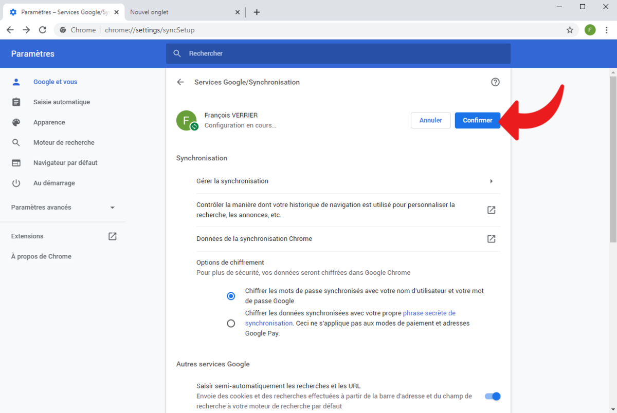 Comment synchroniser ses paramètres Google Chrome à son compte Google ?