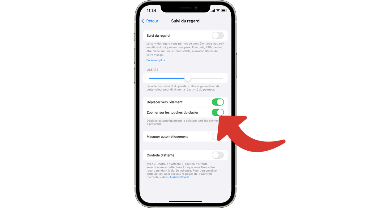 Activer Zoomer sur les touches du clavier du Suivi du regard © Clubic