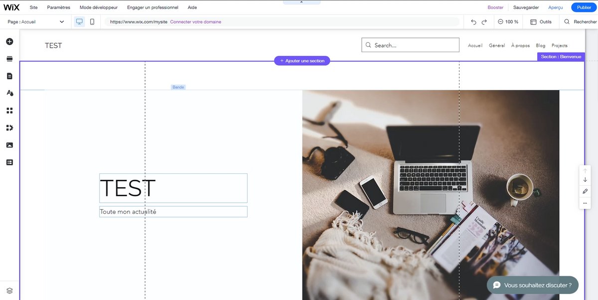 Wix - Création d'une section dans l'éditeur