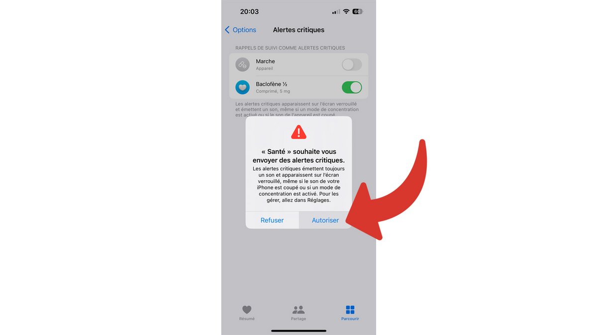 Confirmer l'activation des alertes critiques 