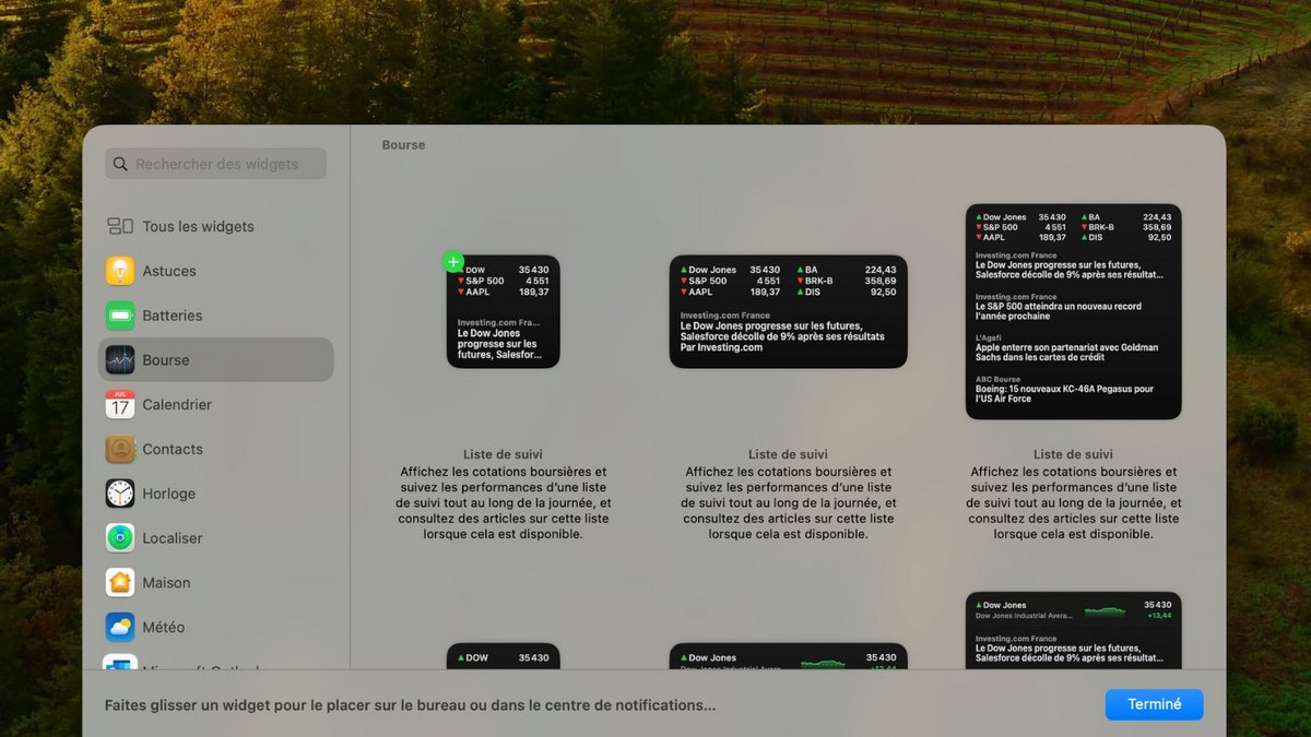 Ajouter un widget sur macOS Sonoma