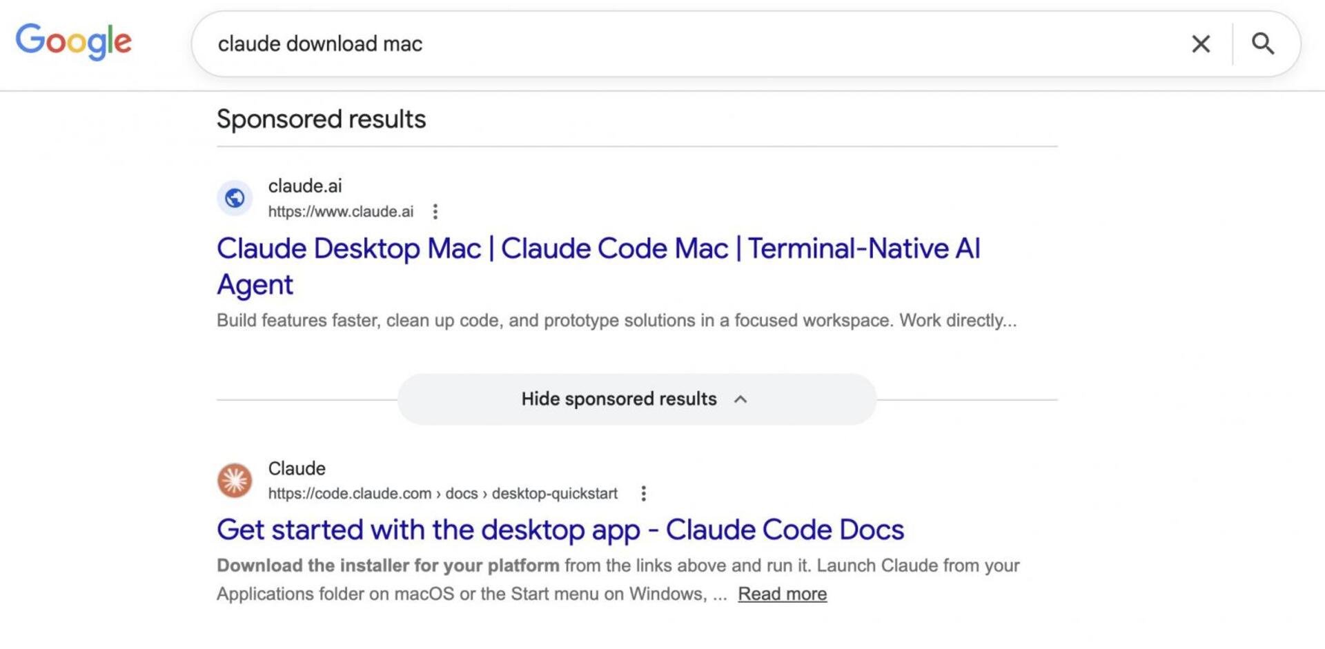 Votre Mac est en danger si vous avez cherché à télécharger l'IA Claude sur Google. © Compte X @ChristopheMzzl