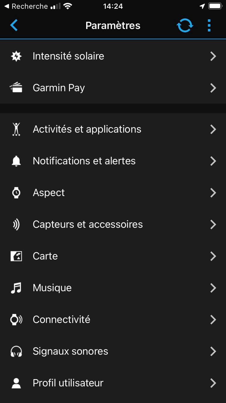 Garmin Connect - Réglages montre