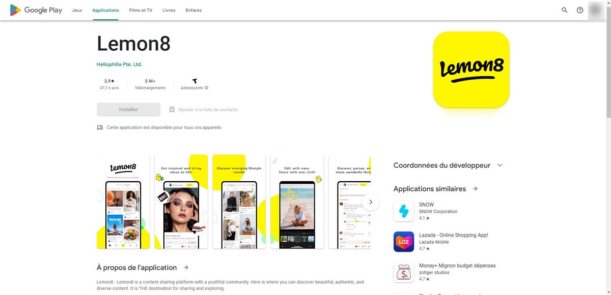 © Capture d'écran faite sur Google Play ; l'appli est aussi disponible sur la page de l'App Store