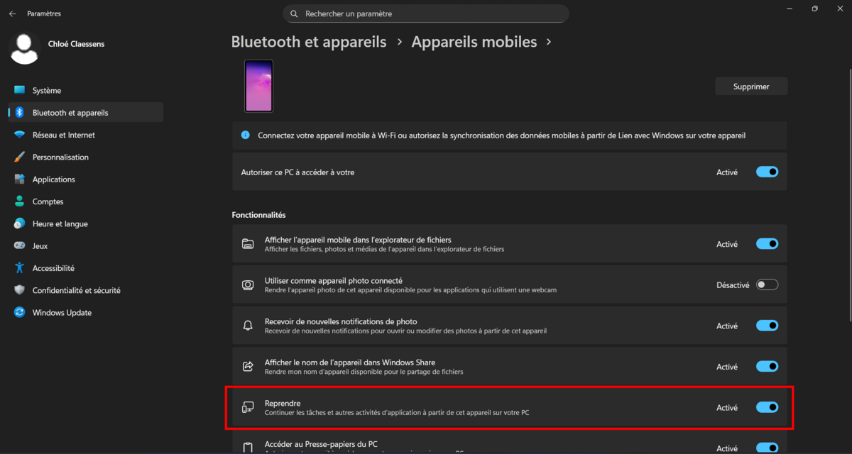 La reprise d'activité Android sur Windows 11 débarque officiellement pour les membres Dev et Beta du programme Windows Insider. © Clubic