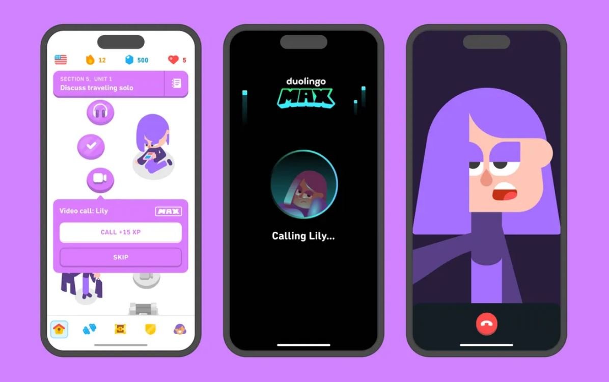 L'appel vidéo à une IA est réservée aux abonnés Duolingo Max © Duolingo