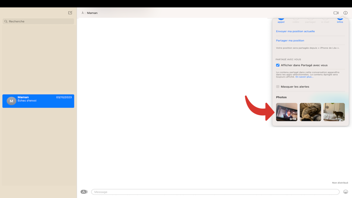 Trouver les photos partagées avec vous dans une conversation sur Mac