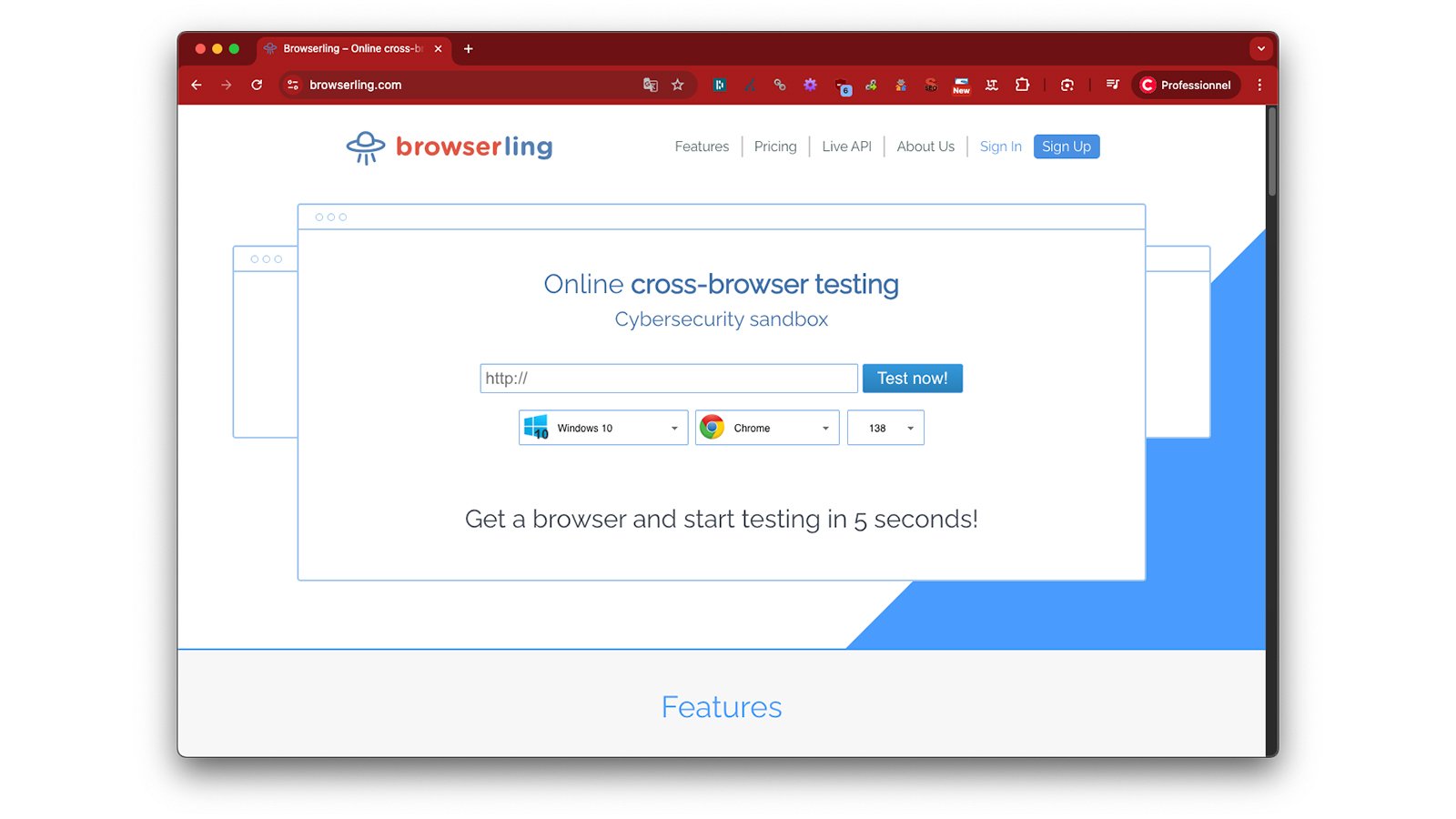 Browserling donne accès à de vrais navigateurs sur des machines distantes interactives, permettant de tester en conditions réelles menus, formulaires, animations et résolutions, pour valider un parcours utilisateur complet avec un rendu fidèle - © Axel Reghis