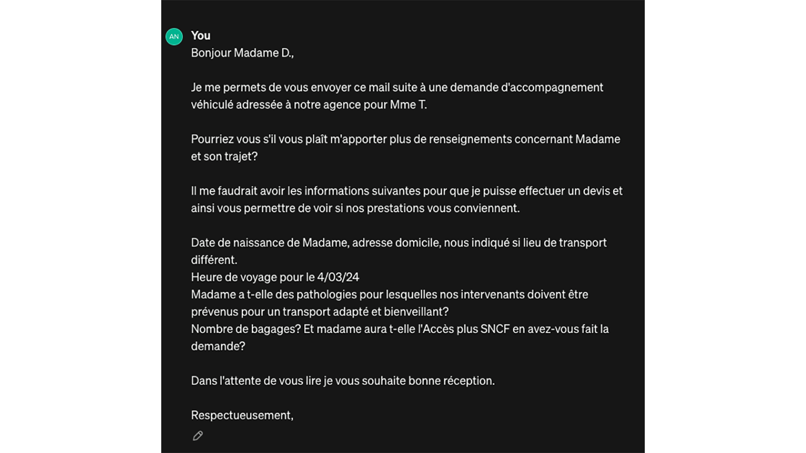 GPT Ready to Send, message d’origine © Pascale Duc pour Clubic