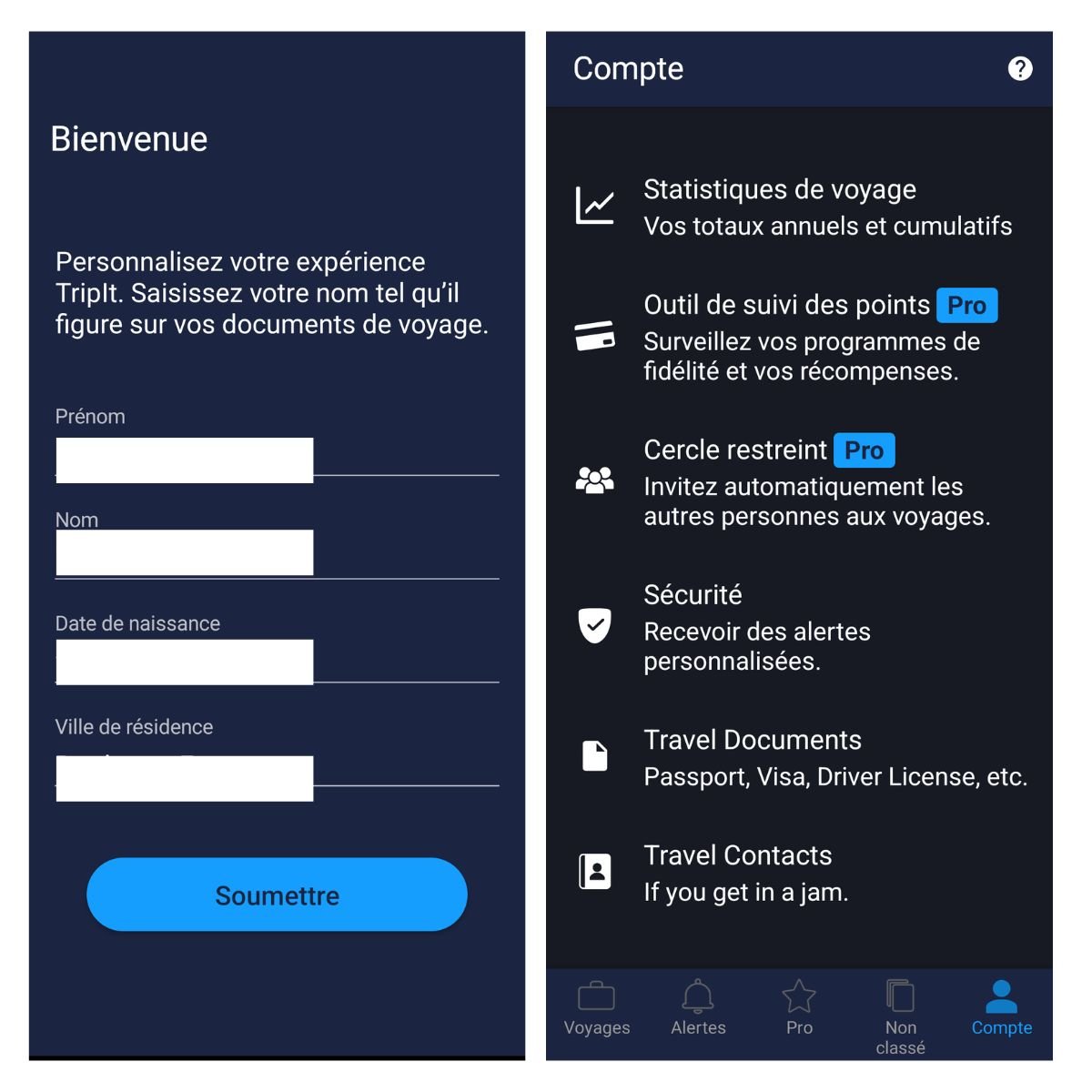 Stockez vos documents de voyage directement dans l'app © Concur Technologies, Inc.