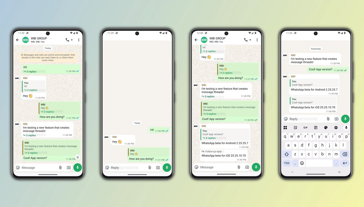 Cette approche, déjà éprouvée sur Slack ou Discord, devrait grandement faciliter la lecture dans les groupes très actifs. © WABetaInfo