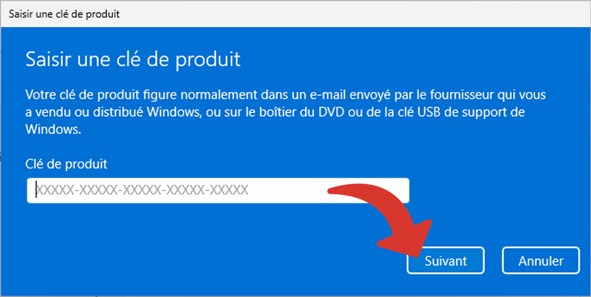 Valider la clé Windows saisie © Clubic