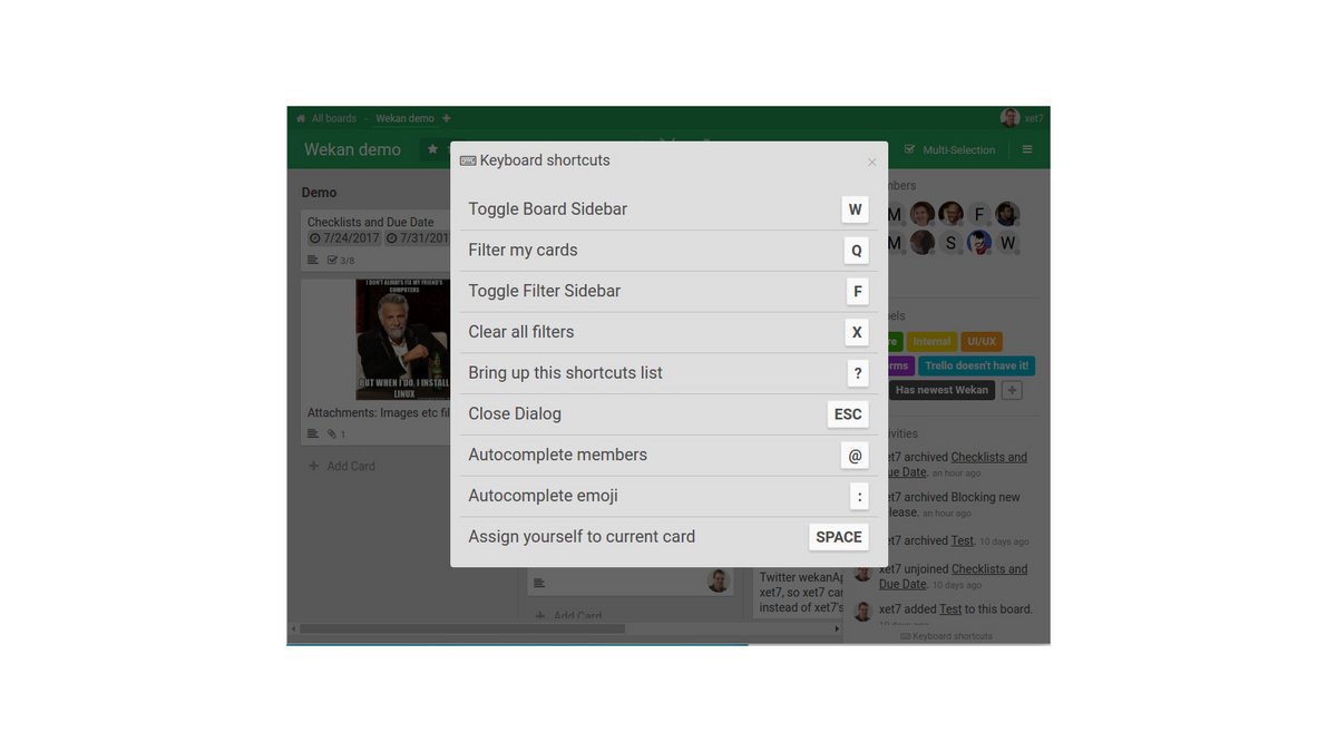 Wekan, alternative open source à Trello, convient à ceux qui veulent garder le contrôle de leurs données. Intuitif mais un peu rétro, il demande un peu plus de mise en place - © Wekan