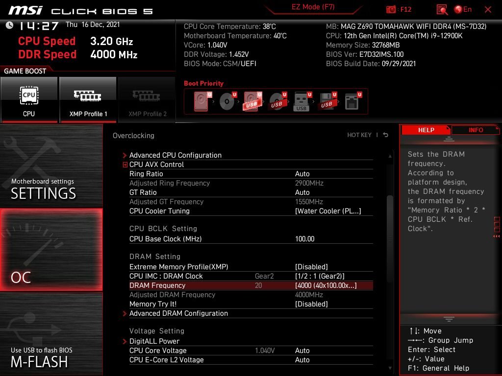 Nous avons été contraints de passer la DDR4 en 'Gear 2' pour atteindre les 4 000 MHz © Nerces