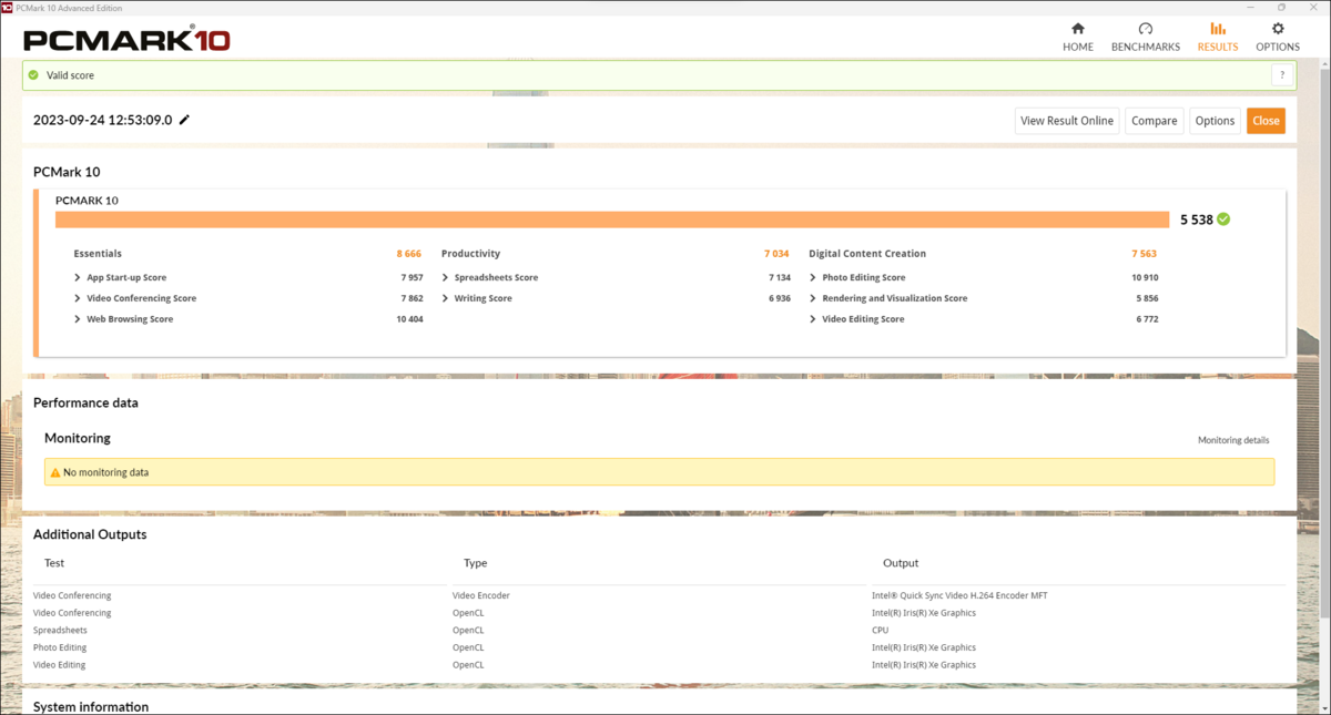 Performances sur PCMark © Nerces pour Clubic