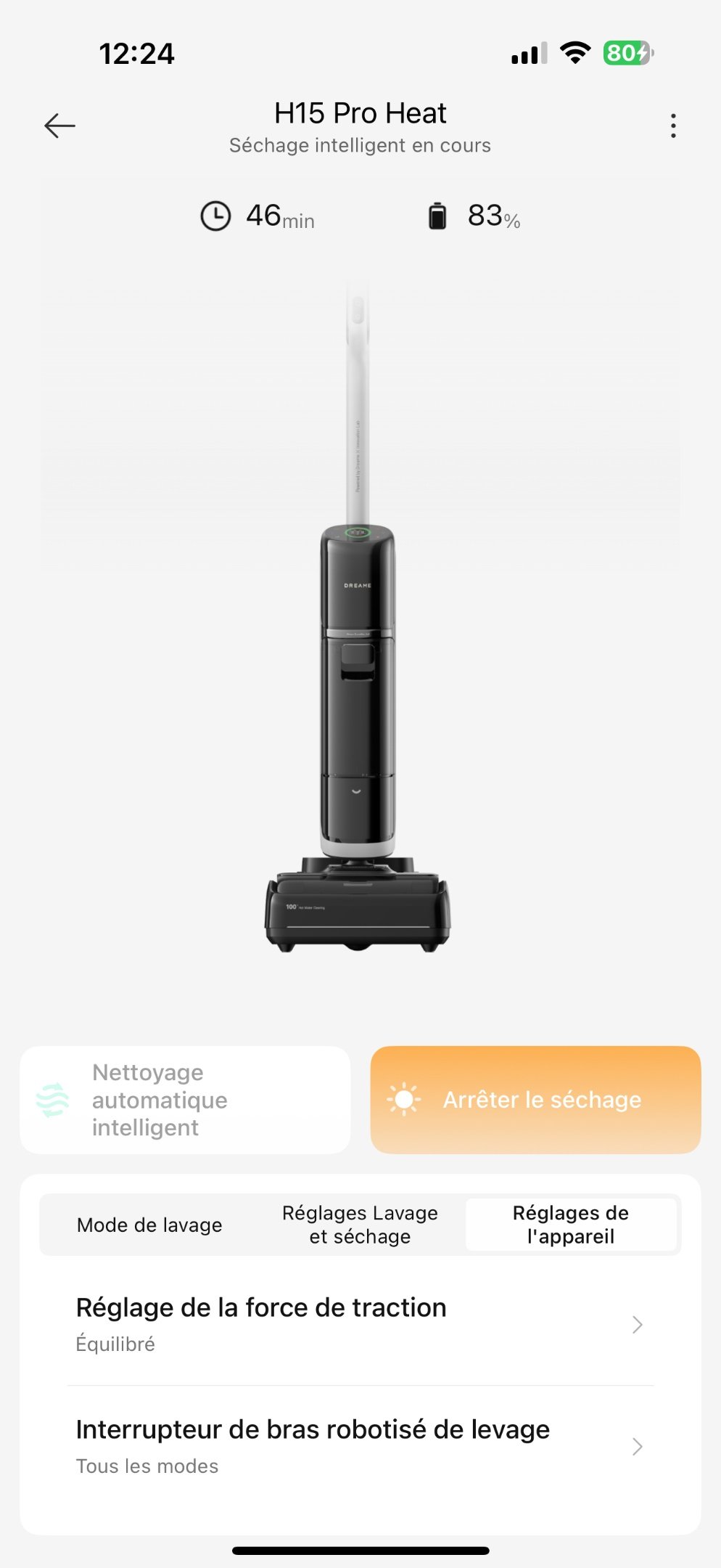 Dreame H15 Pro Heat Réglages
