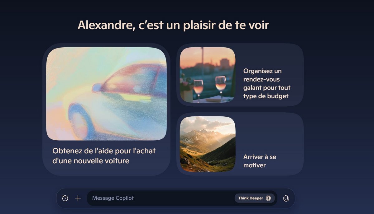 Le nouveau bouton Think Deeper dans Copilot © Alexandre Schmid pour Clubic