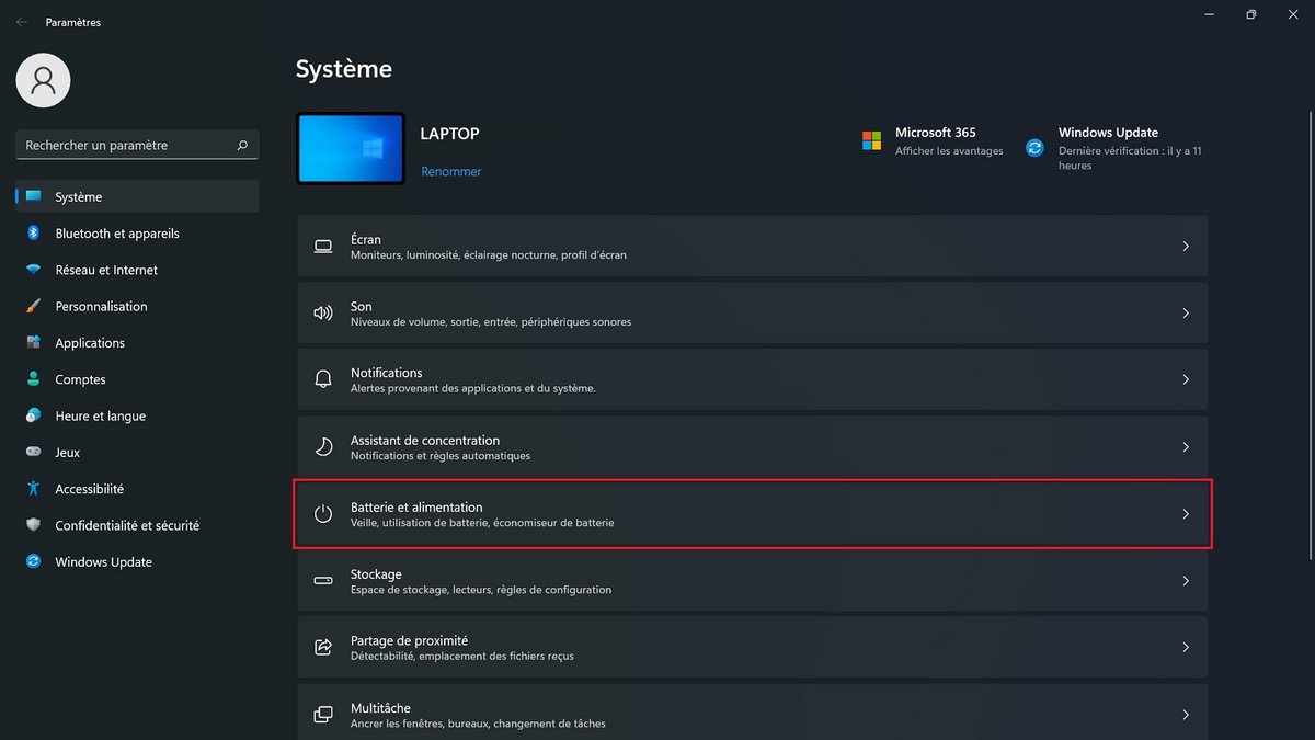 Windows 11 economiseur batterie