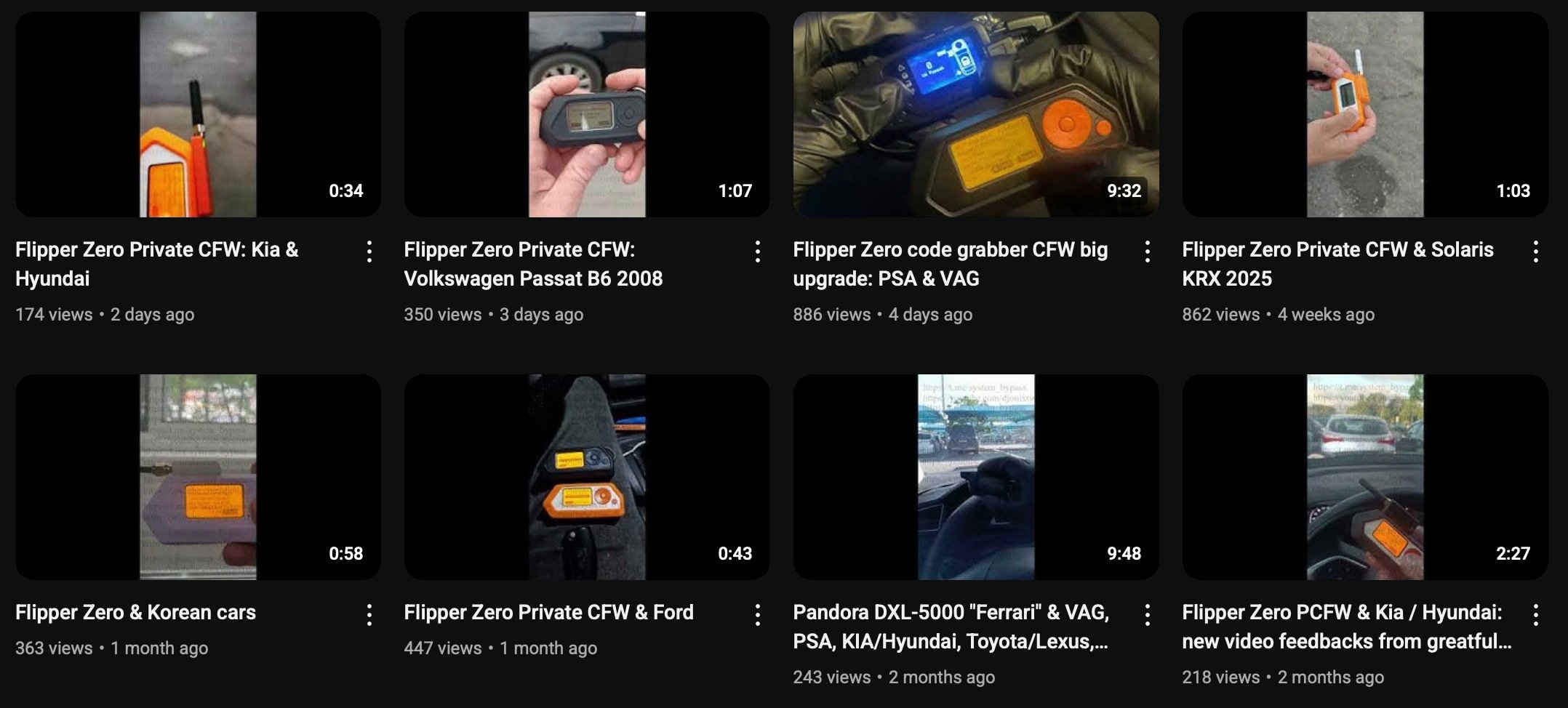 La plateforme YouTube a supprimé de nombreuses vidéos qui montaient un peu trop les capacités du Flipper Zero sur les véhicules © YouTube / Capture d'écran 404 Media