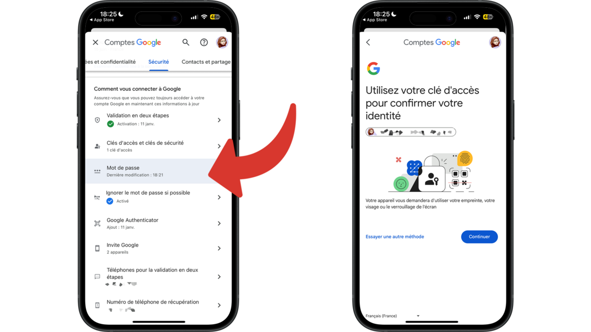 Accéder à la modification de mot de passe du compte Google © Clubic
