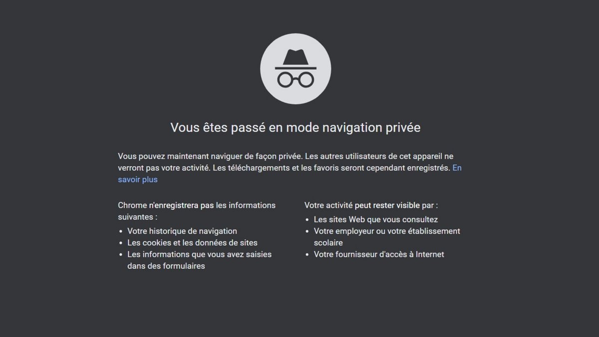 Navigation privée Chrome © Capture d'écran Clubic