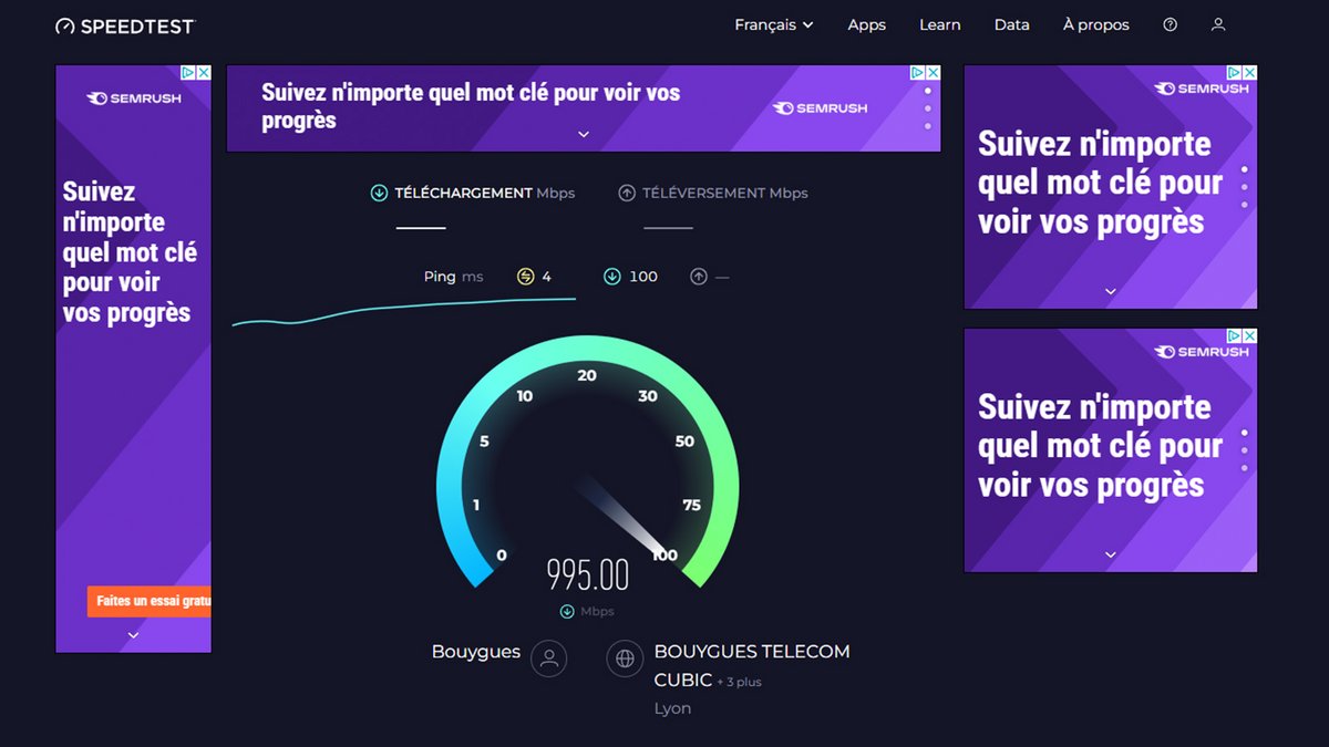 Test de connexion - © Ookla Speedtest 