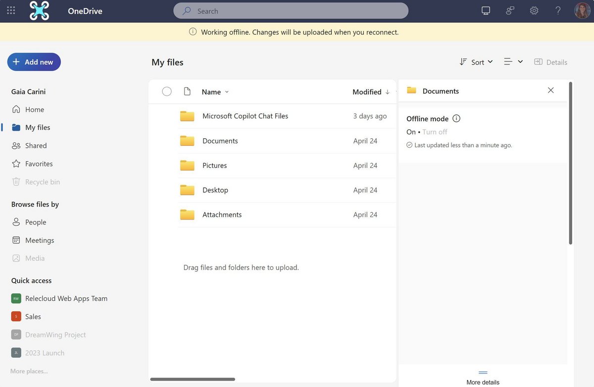 OneDrive Offline mode ©Microsoft