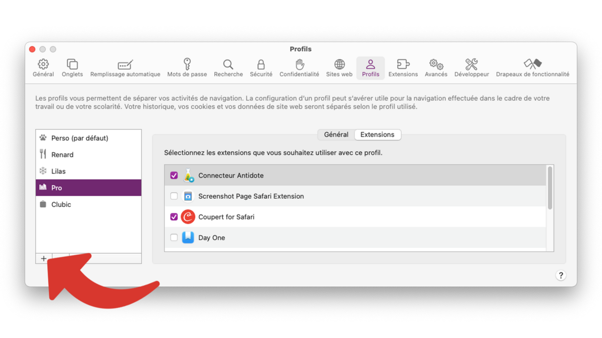 Ajouter nouveau profil Safari sur Mac © Clubic