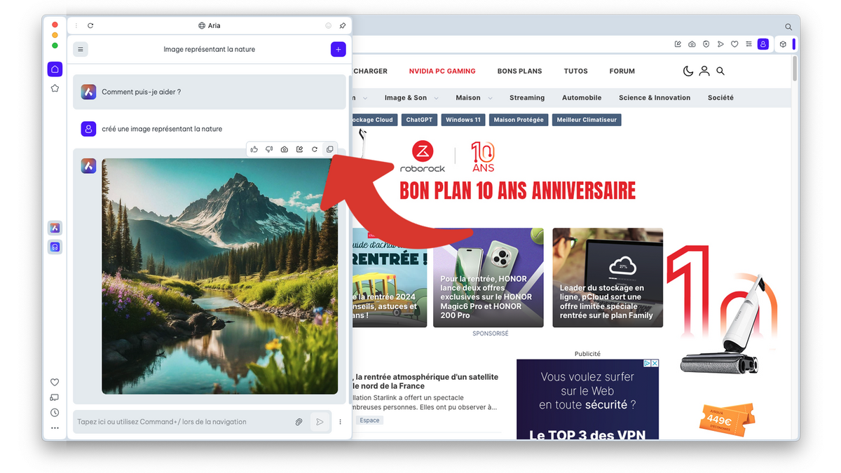 Copier l'image générée par Aria © Clubic