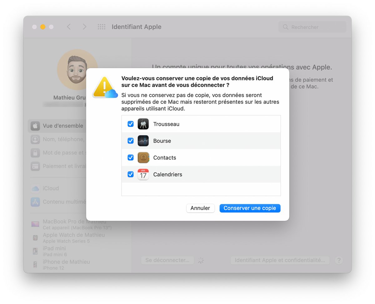 iCloud - Message d'alerte "Conserver sur ce Mac" © Clubic.com