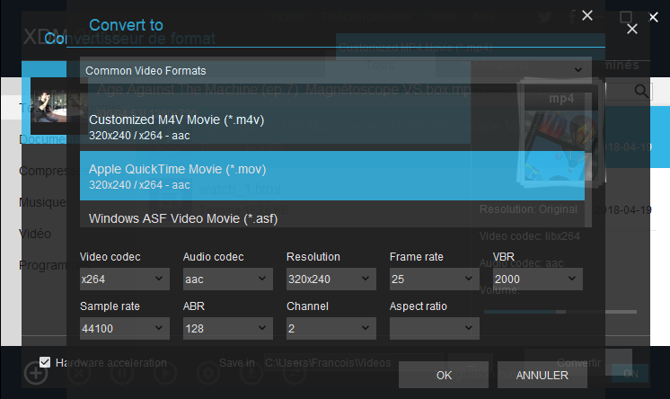 L'outil de conversion de Xtreme Download Manager est pratique couplé à ses capacités de téléchargement vidéo.