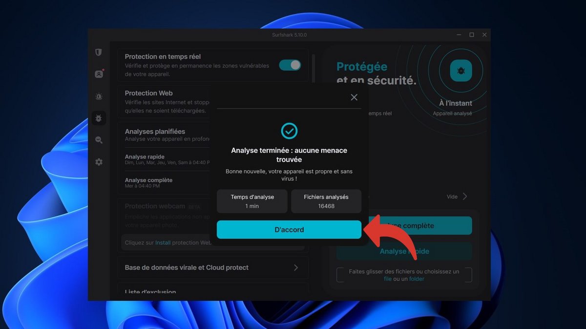 Surfshark Antivirus - Prenez connaissance des résultats de l'analyse antivirus © Clubic