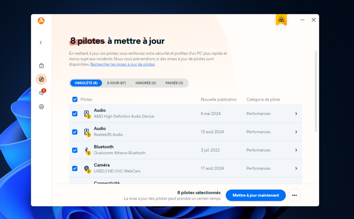 Les outils de mises à jour automatiques des pilotes et des applications d'Avast One garantissent la bonne sécurité de votre PC au quotidien © Clubic