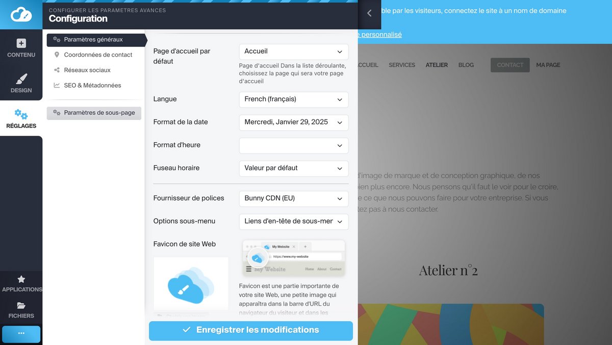 Paramétrez votre site dans les moindres détails © Infomaniak