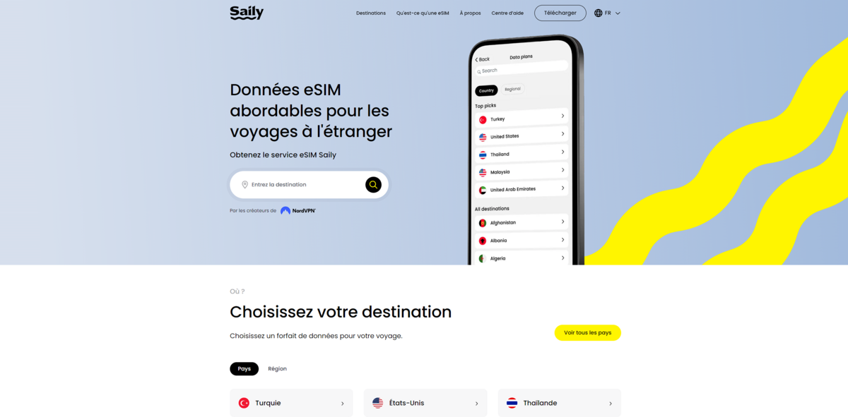 Saily propose ses services dans de nombreux pays !