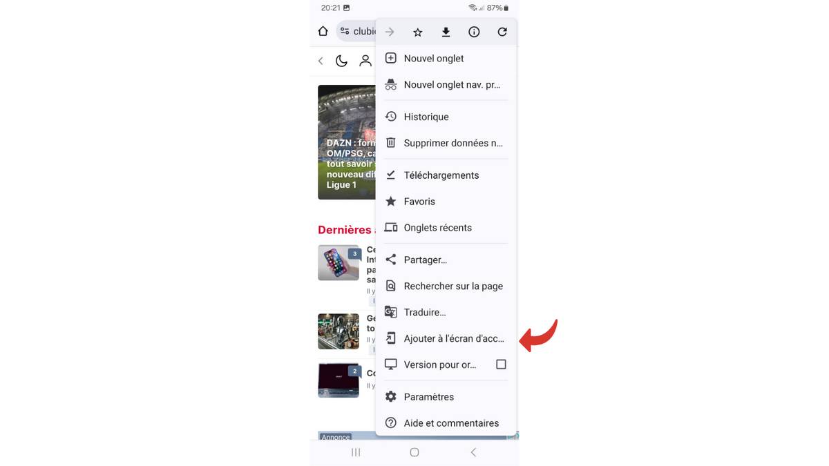 L'option se trouve dans le menu latéral de Chrome. © Clubic 