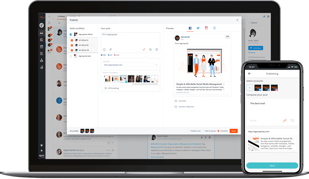 Agorapulse offre une gestion collaborative complète des réseaux sociaux, avec des rôles personnalisables, un système d’approbation, un suivi des actions et une sécurité renforcée pour les équipes - © Agorapule