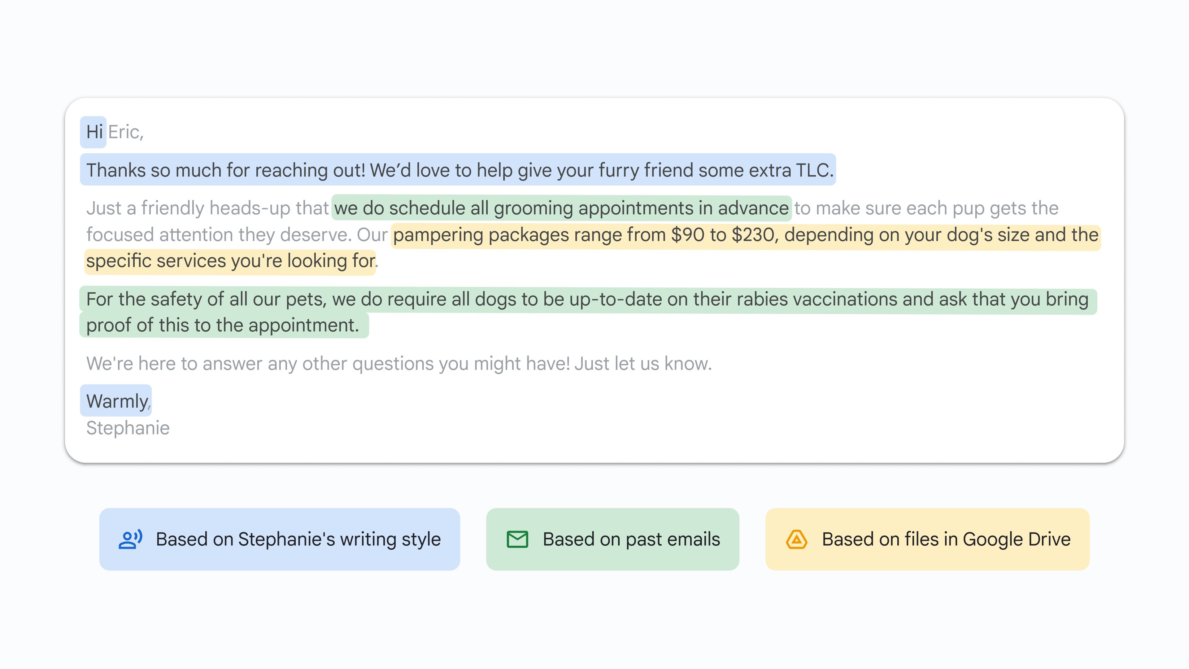 Les réponses rapides dans Gmail avec Gemini © Google
