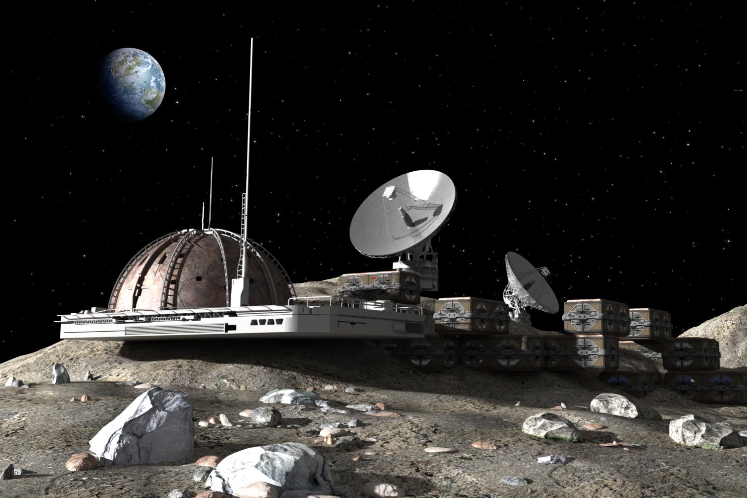 Illustration d'une base lunaire. ©3000ad / Shutterstock