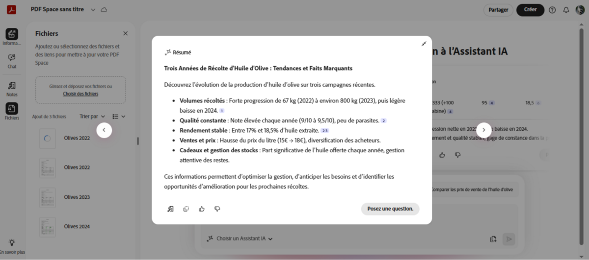 Vous pouvez continuer de questionner votre Assistant IA pour obtenir des réponses précises.