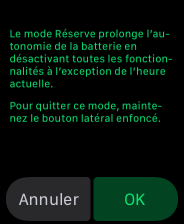 Apple Watch Mode Réserve