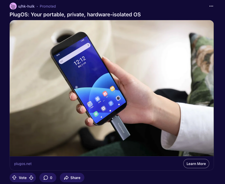 Un exemple de pub sur Reddit