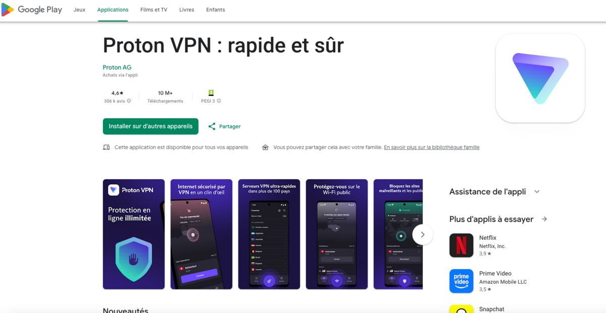 Télécharger et installer Proton VPN sur Chrome OS