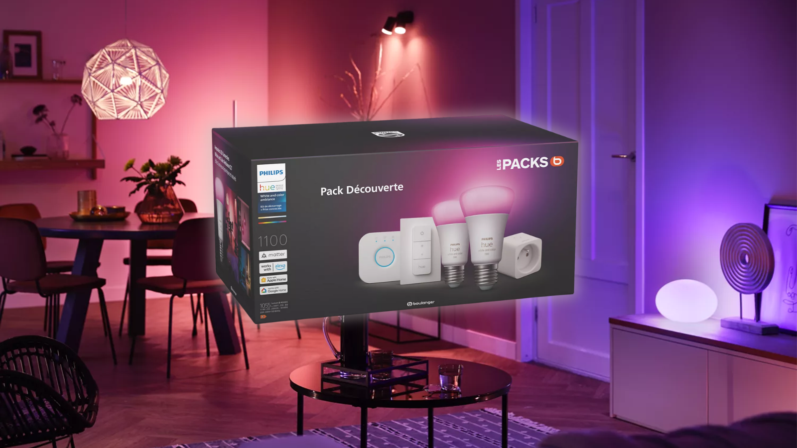 	Le pack d’ampoules connectées Philips Hue W&C fond à 89,99 € chez Boulanger © clubic