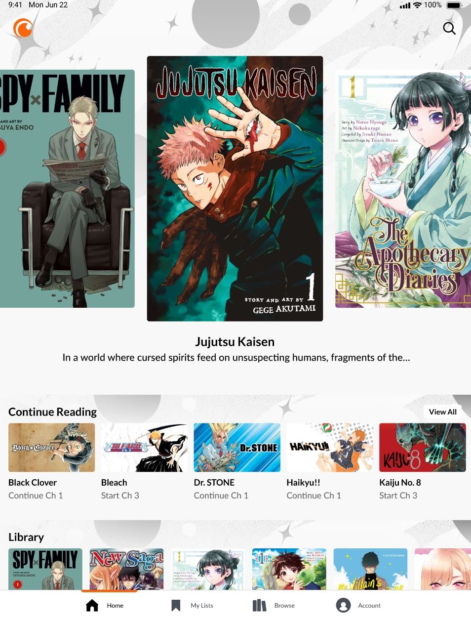 L'application Crunchyroll Manga. ©Crunchyroll