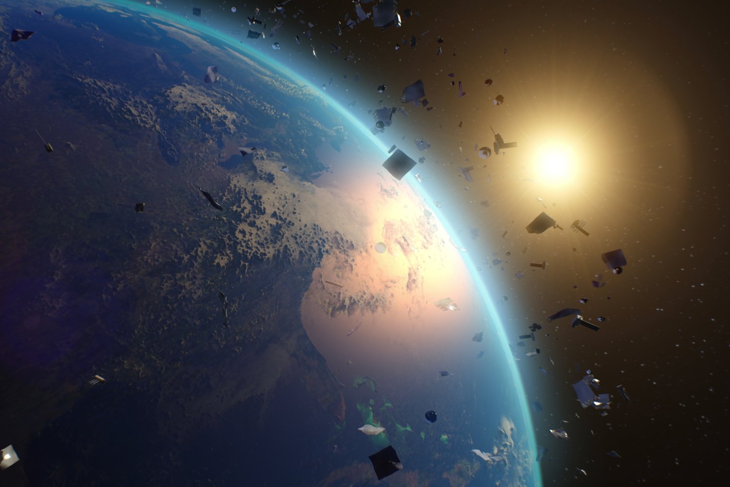 Illustration de débris spatiaux en orbite terrestre. ©Frame Stock Footage / Shutterstock